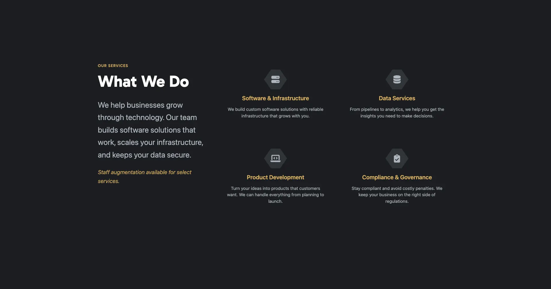 Services offered section